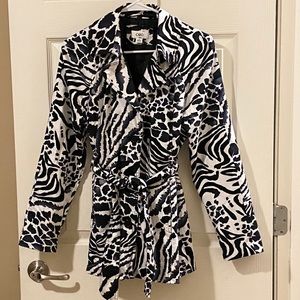 Cato Black & White Animal Print Jacket With Belt